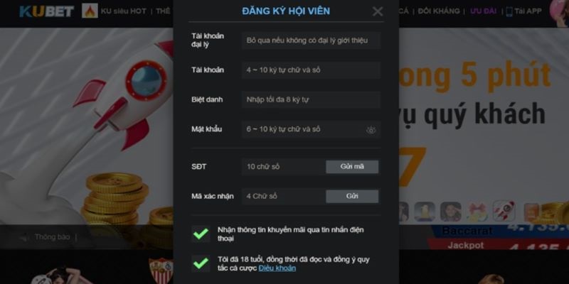 Người dùng cần cung cấp thông tin theo mẫu chính xác mới đăng ký Kubet thành công